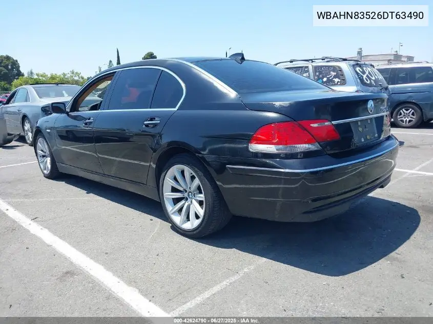 2006 BMW 750Li VIN: WBAHN83526DT63490 Lot: 42624790