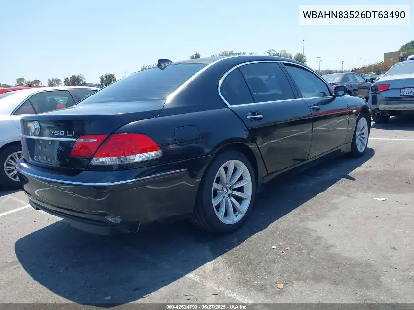 2006 BMW 750Li VIN: WBAHN83526DT63490 Lot: 42624790