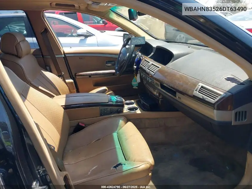 2006 BMW 750Li VIN: WBAHN83526DT63490 Lot: 42624790