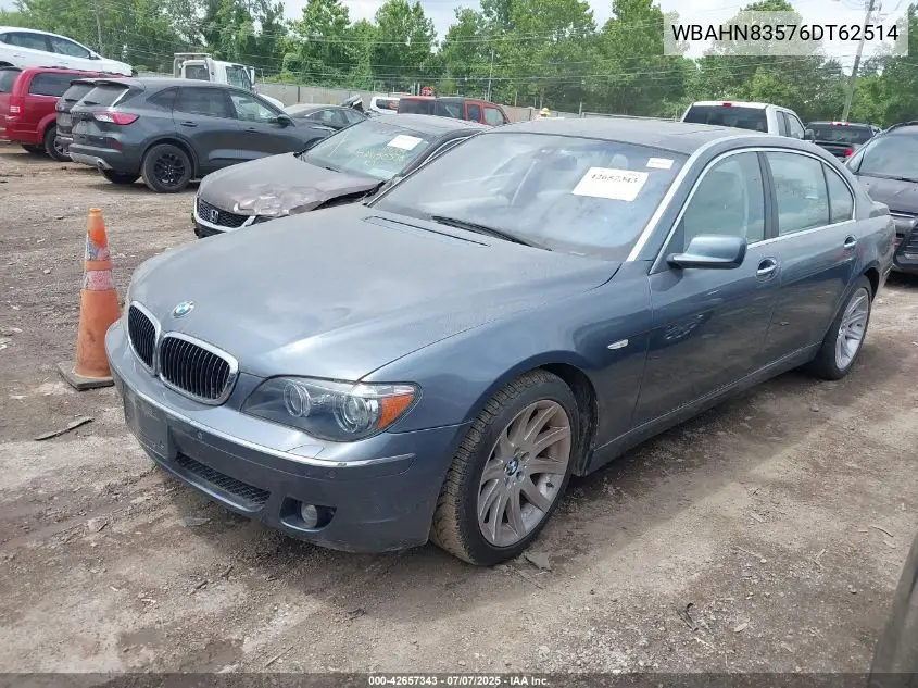2006 BMW 750Li VIN: WBAHN83576DT62514 Lot: 42657343