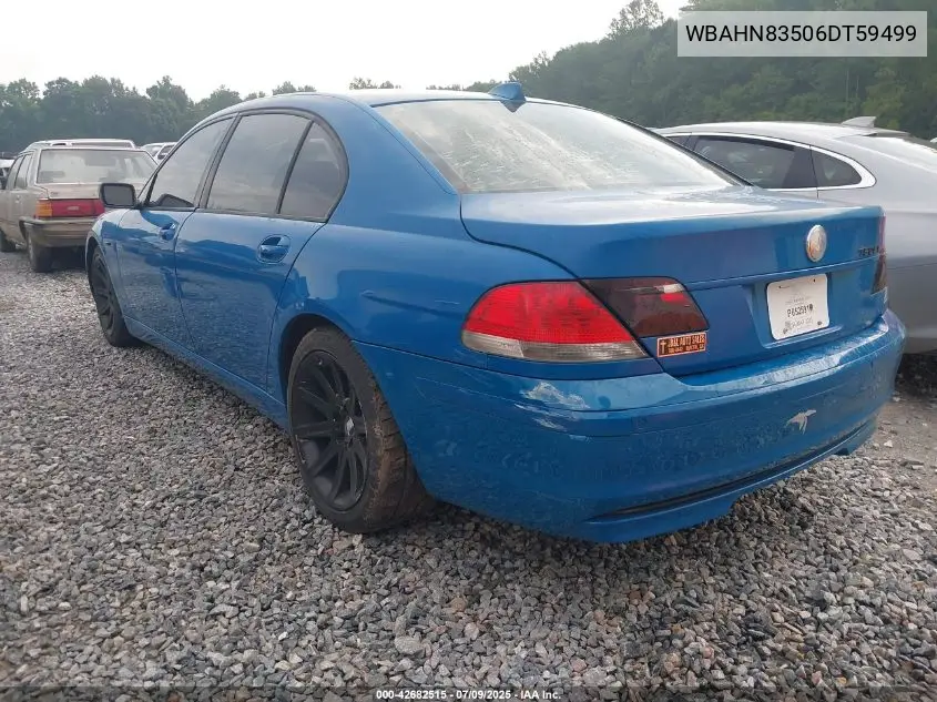 2006 BMW 750Li VIN: WBAHN83506DT59499 Lot: 42682515