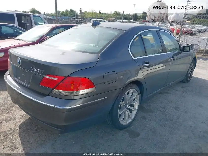 2007 BMW 750I VIN: WBAHL83507DT08334 Lot: 42101186