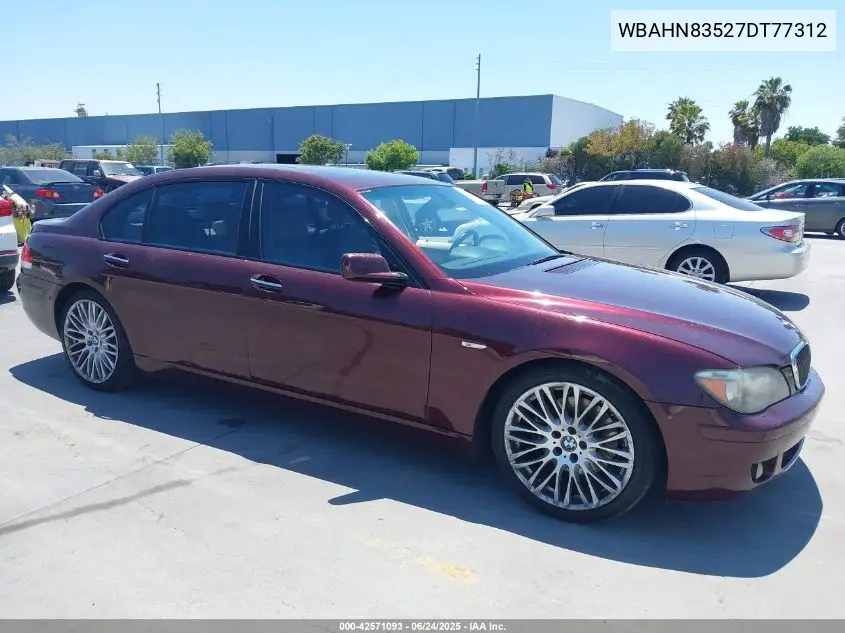 2007 BMW 750Li VIN: WBAHN83527DT77312 Lot: 42571093