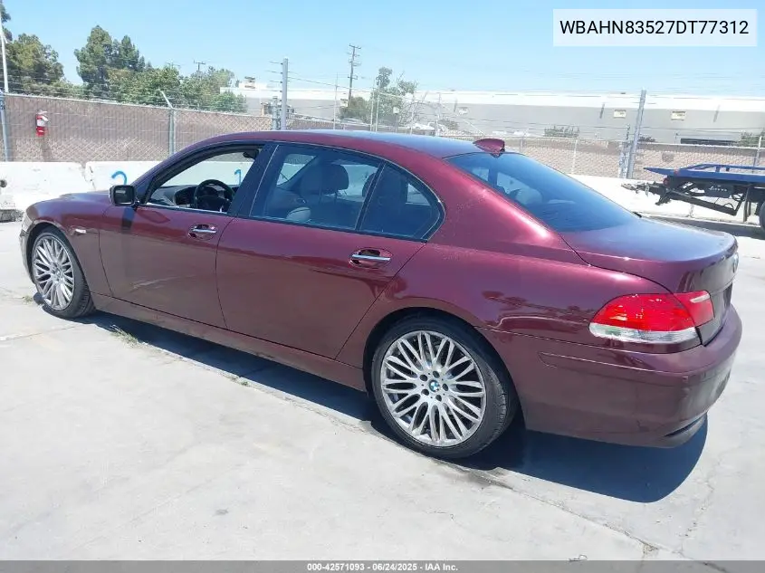 2007 BMW 750Li VIN: WBAHN83527DT77312 Lot: 42571093