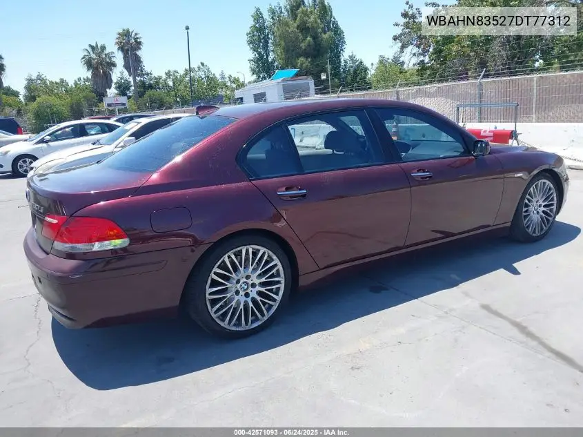 2007 BMW 750Li VIN: WBAHN83527DT77312 Lot: 42571093
