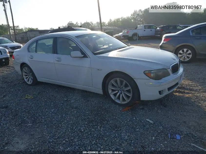 2008 BMW 750Li VIN: WBAHN83598DT80967 Lot: 42589630