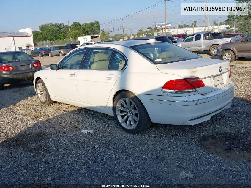 2008 BMW 750Li VIN: WBAHN83598DT80967 Lot: 42589630