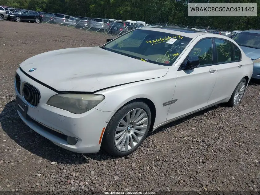 2010 BMW 750Li xDrive VIN: WBAKC8C50AC431442 Lot: 42566663