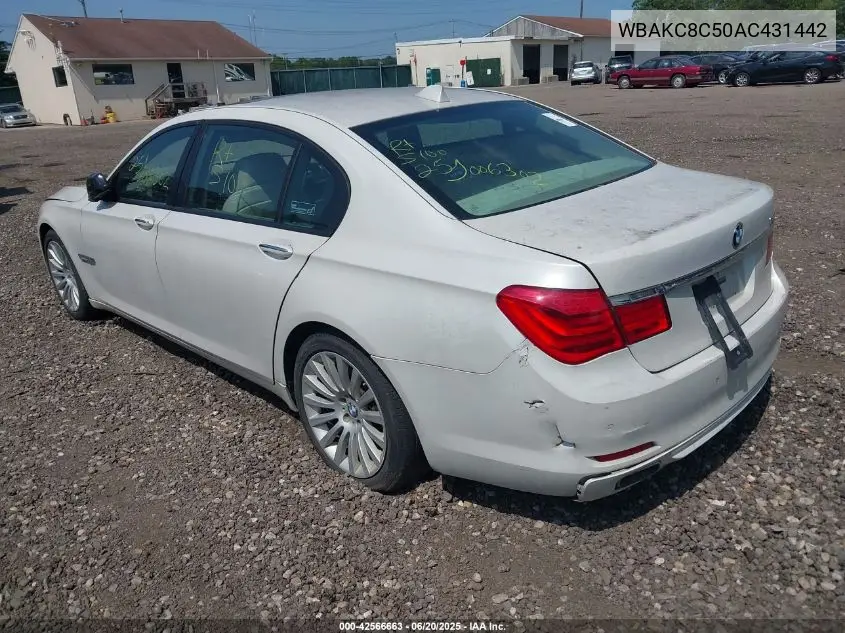 2010 BMW 750Li xDrive VIN: WBAKC8C50AC431442 Lot: 42566663