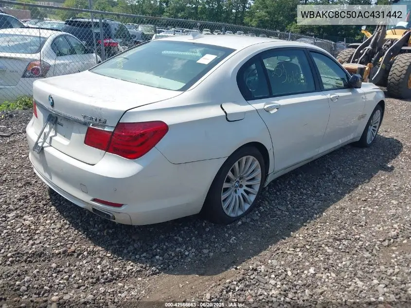 2010 BMW 750Li xDrive VIN: WBAKC8C50AC431442 Lot: 42566663