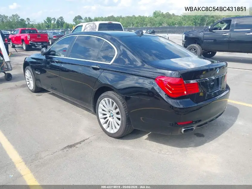 2011 BMW 750Li xDrive VIN: WBAKC8C54BC431851 Lot: 42216519
