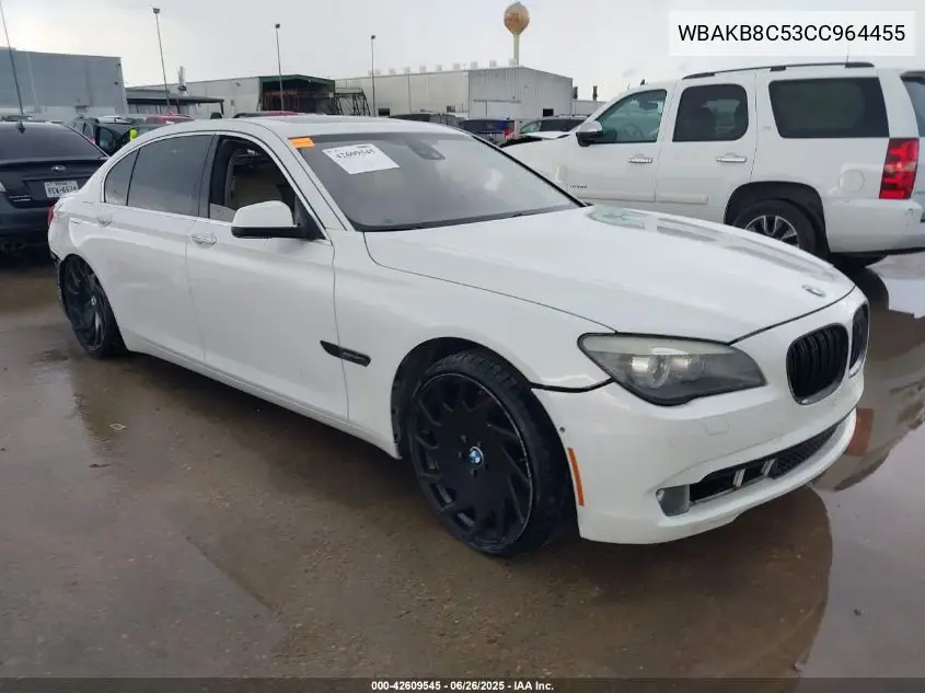2012 BMW 750Li VIN: WBAKB8C53CC964455 Lot: 42609545