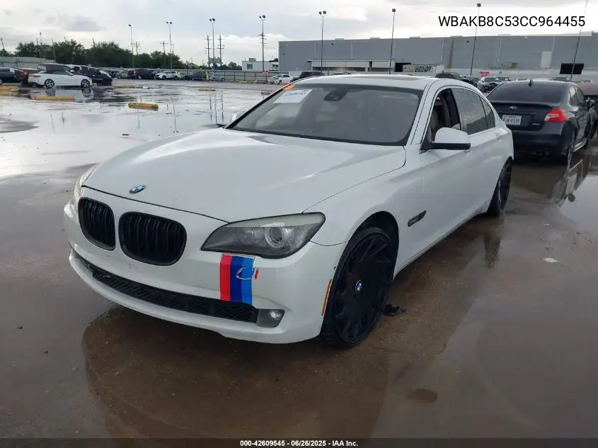 2012 BMW 750Li VIN: WBAKB8C53CC964455 Lot: 42609545