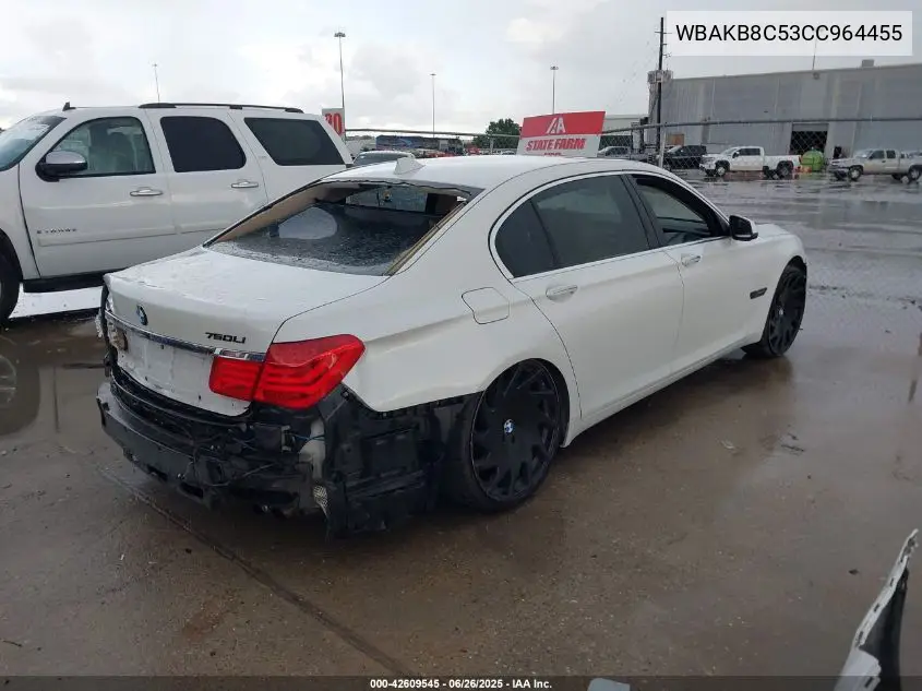 2012 BMW 750Li VIN: WBAKB8C53CC964455 Lot: 42609545