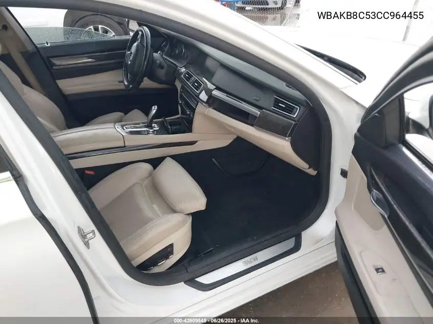 2012 BMW 750Li VIN: WBAKB8C53CC964455 Lot: 42609545