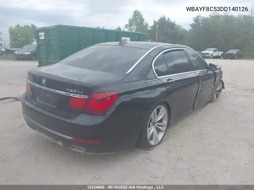 2013 BMW 7 Series 750Li xDrive/xDrive VIN: WBAYF8C53DD140126 Lot: 12334680