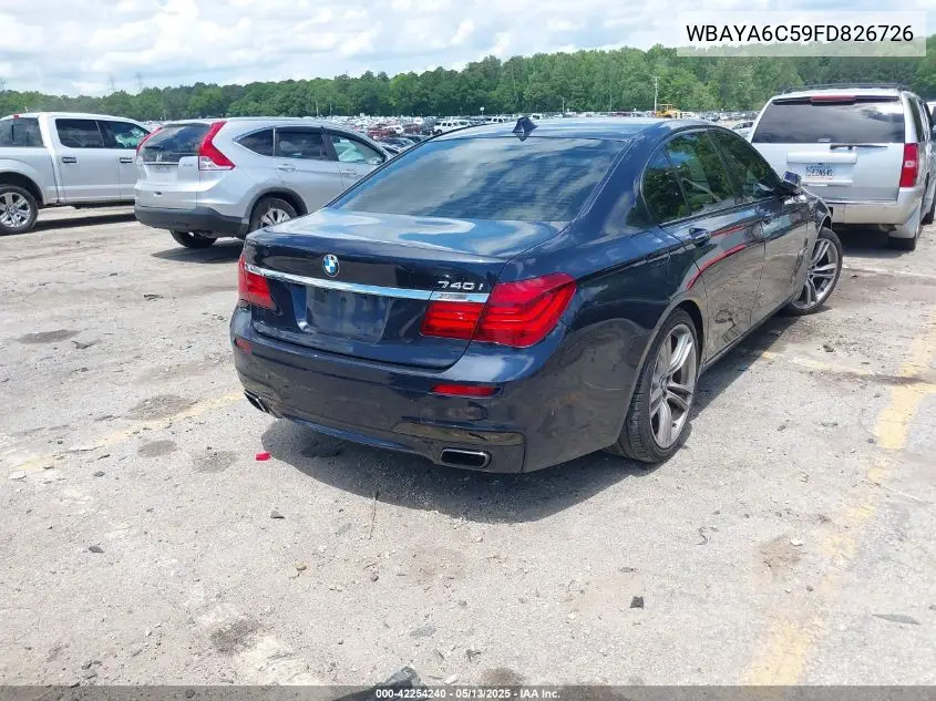 2015 BMW 740I VIN: WBAYA6C59FD826726 Lot: 42254240