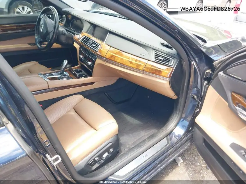 2015 BMW 740I VIN: WBAYA6C59FD826726 Lot: 42254240