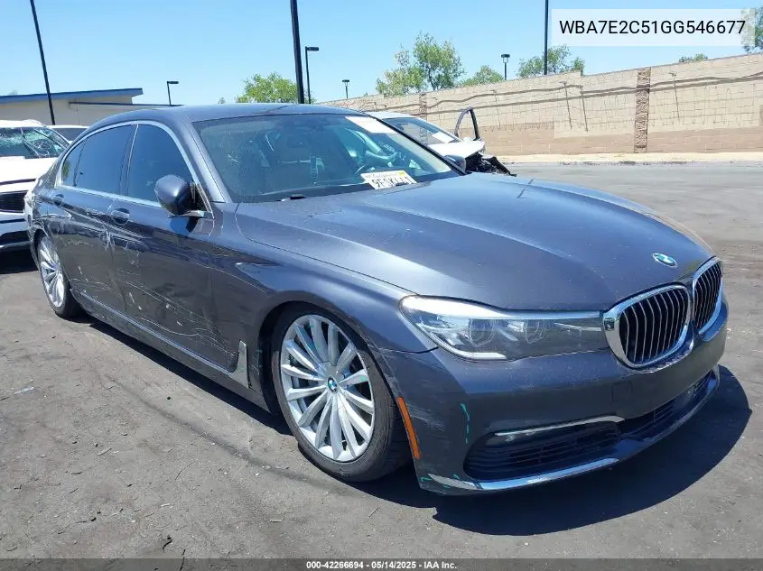 2016 BMW 740I VIN: WBA7E2C51GG546677 Lot: 42266694