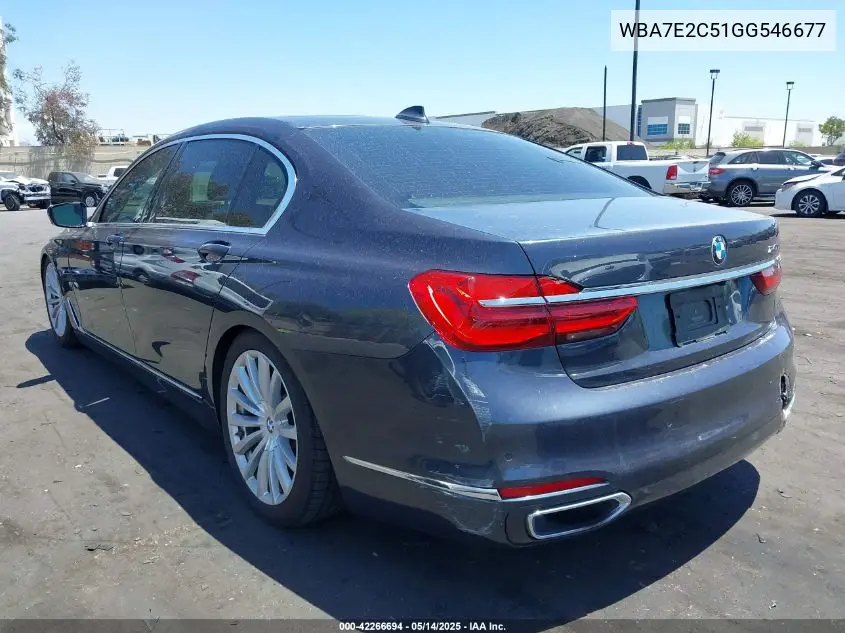 2016 BMW 740I VIN: WBA7E2C51GG546677 Lot: 42266694