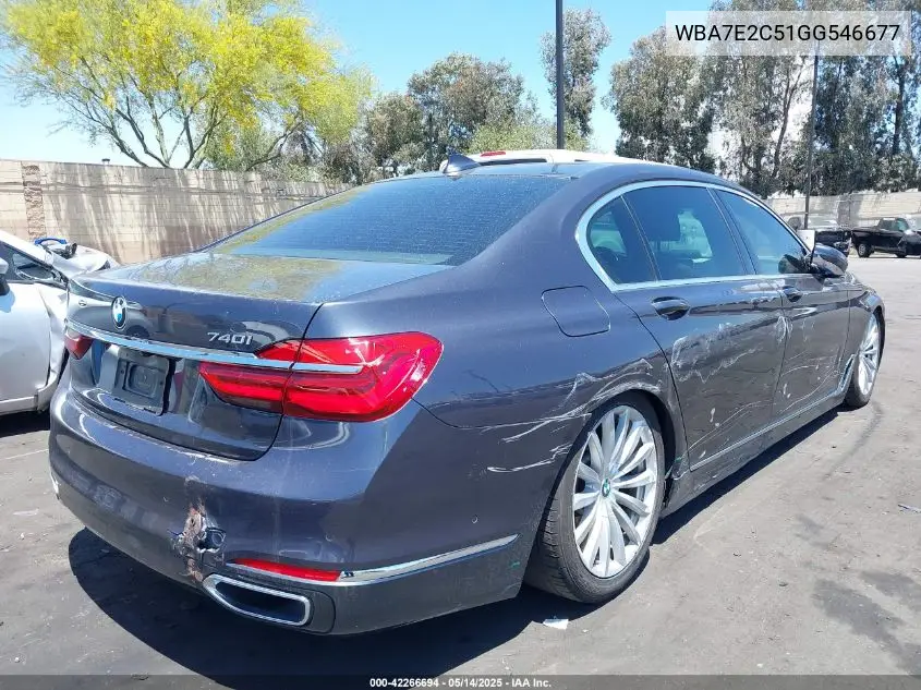 2016 BMW 740I VIN: WBA7E2C51GG546677 Lot: 42266694