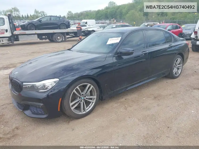 2017 BMW 740I VIN: WBA7E2C54HG740492 Lot: 42253254