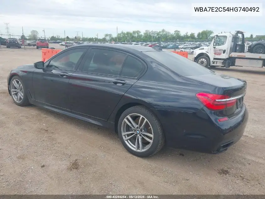 2017 BMW 740I VIN: WBA7E2C54HG740492 Lot: 42253254