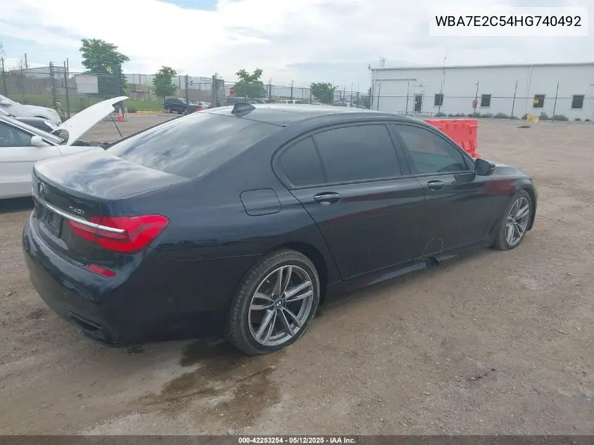 2017 BMW 740I VIN: WBA7E2C54HG740492 Lot: 42253254