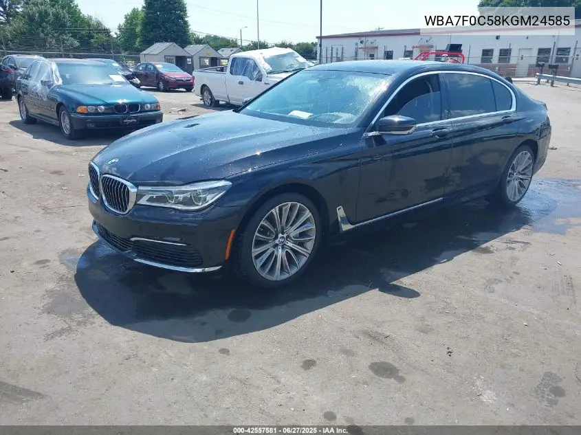 2019 BMW 750I VIN: WBA7F0C58KGM24585 Lot: 42557581