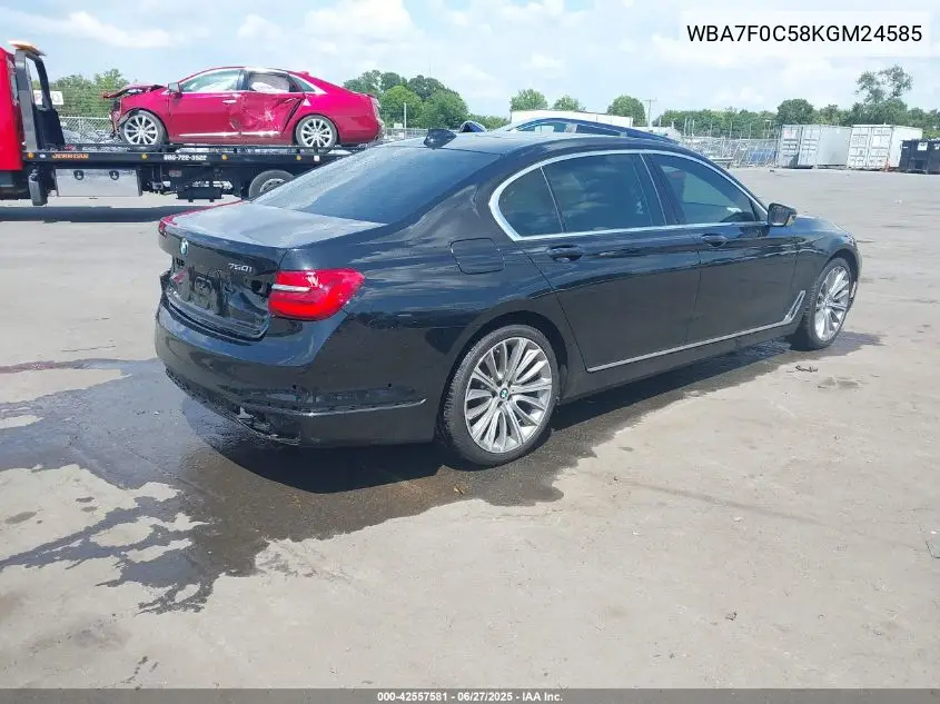 2019 BMW 750I VIN: WBA7F0C58KGM24585 Lot: 42557581