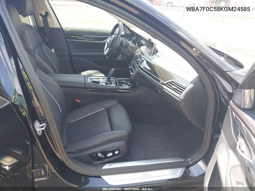 2019 BMW 750I VIN: WBA7F0C58KGM24585 Lot: 42557581