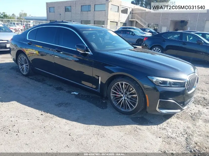 2021 BMW 740I VIN: WBA7T2C05MCG31540 Lot: 42267663