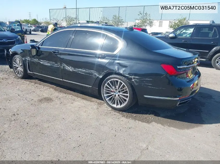 2021 BMW 740I VIN: WBA7T2C05MCG31540 Lot: 42267663