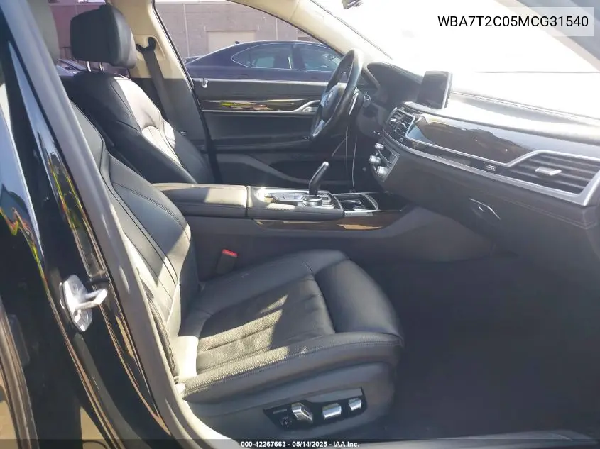 2021 BMW 740I VIN: WBA7T2C05MCG31540 Lot: 42267663
