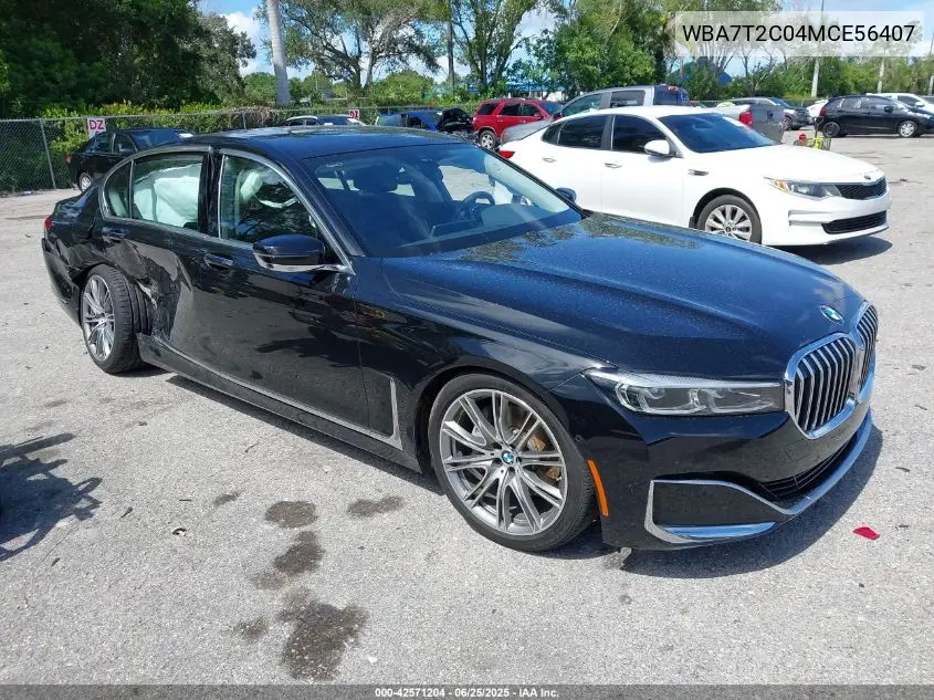 2021 BMW 740I VIN: WBA7T2C04MCE56407 Lot: 42571204