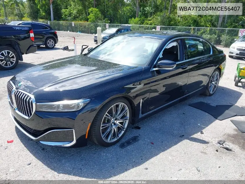 2021 BMW 740I VIN: WBA7T2C04MCE56407 Lot: 42571204