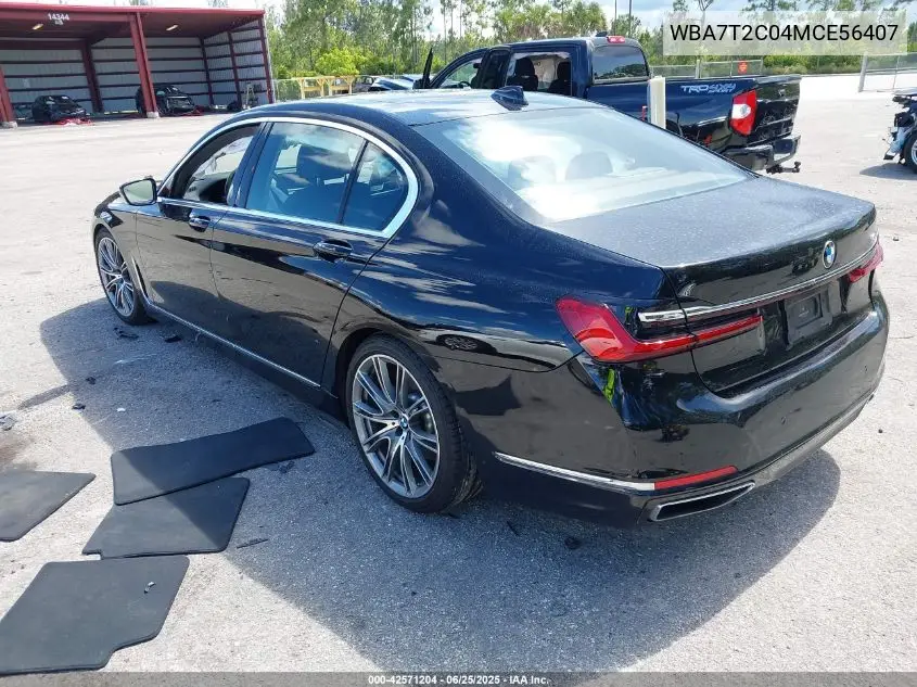 2021 BMW 740I VIN: WBA7T2C04MCE56407 Lot: 42571204