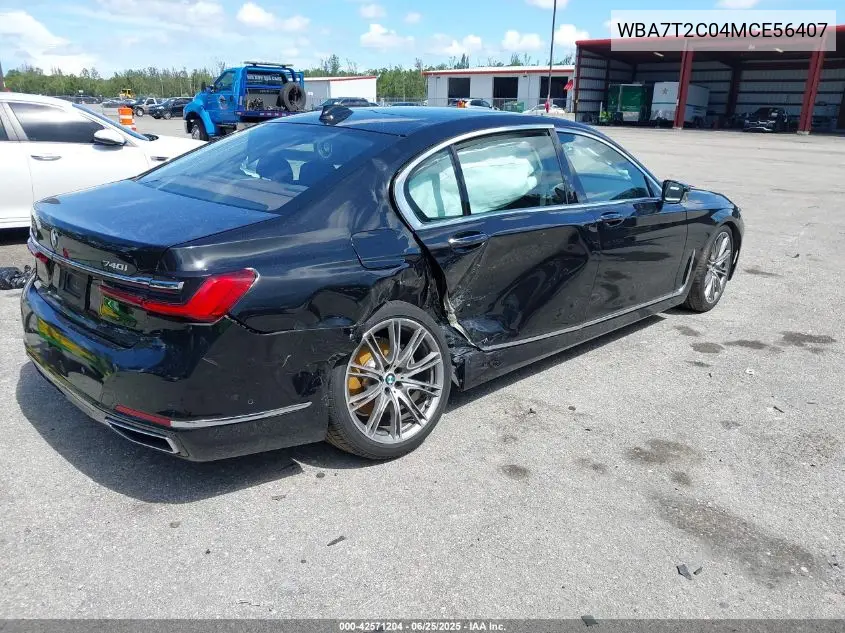 2021 BMW 740I VIN: WBA7T2C04MCE56407 Lot: 42571204