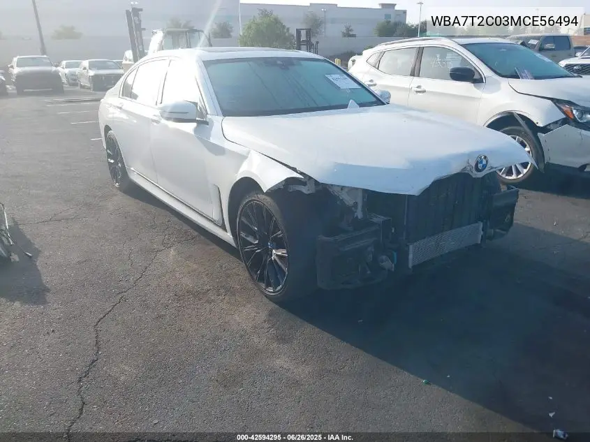 2021 BMW 740I VIN: WBA7T2C03MCE56494 Lot: 42594295