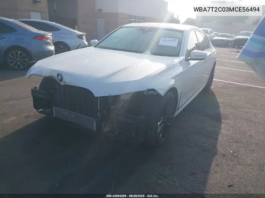 2021 BMW 740I VIN: WBA7T2C03MCE56494 Lot: 42594295