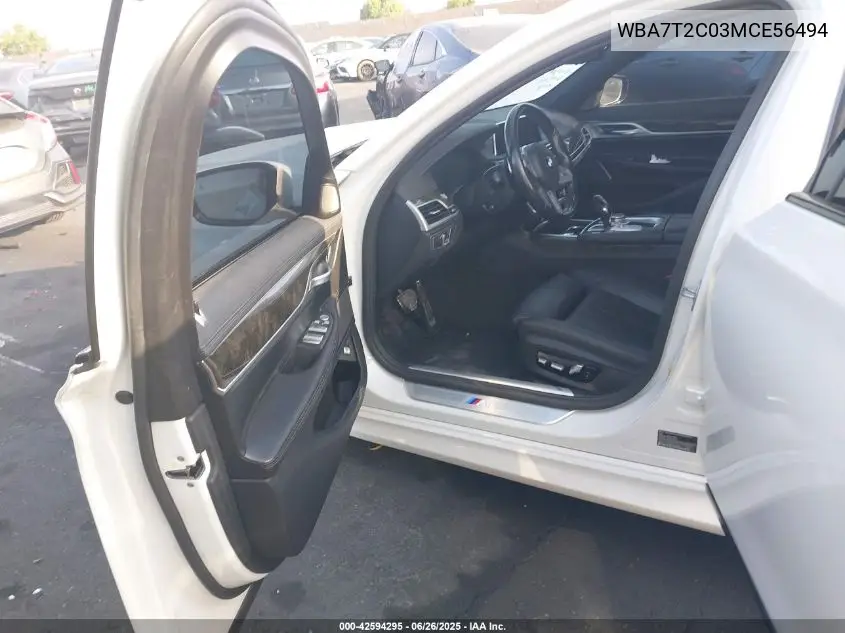 2021 BMW 740I VIN: WBA7T2C03MCE56494 Lot: 42594295