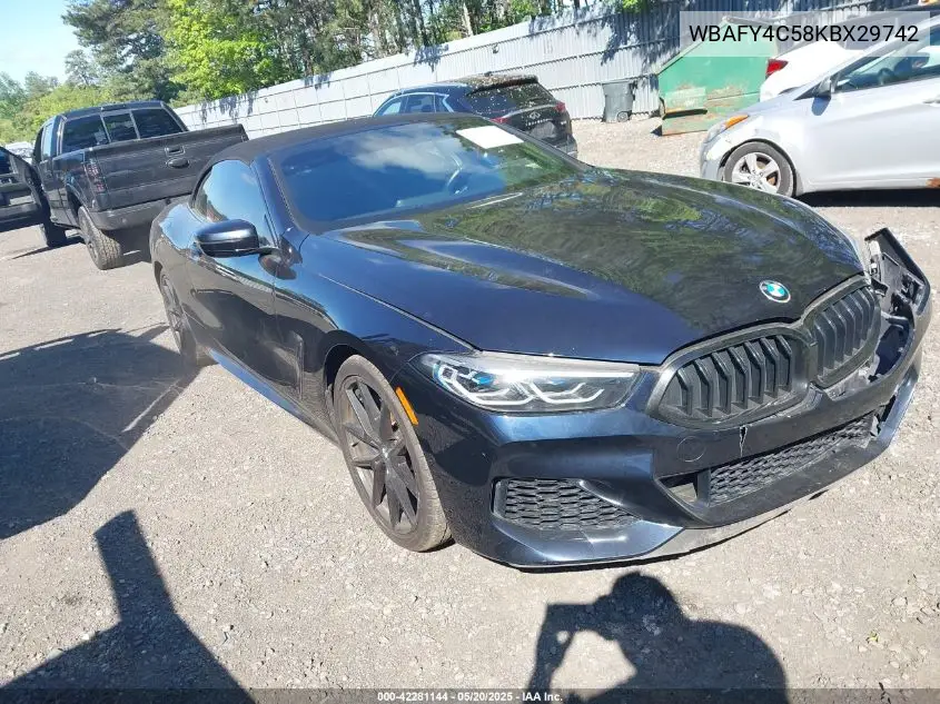 2019 BMW M850I xDrive VIN: WBAFY4C58KBX29742 Lot: 42281144