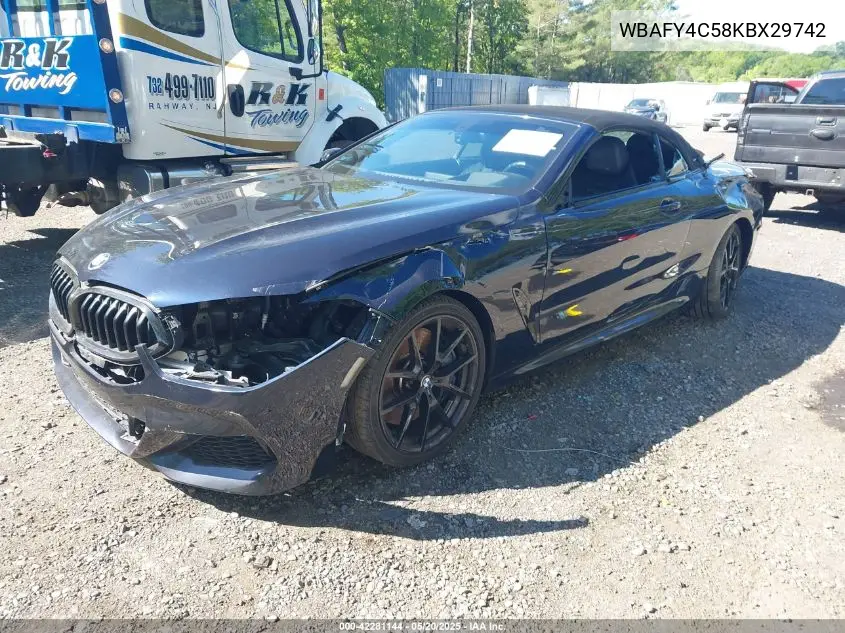 2019 BMW M850I xDrive VIN: WBAFY4C58KBX29742 Lot: 42281144