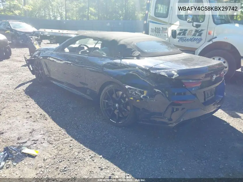 2019 BMW M850I xDrive VIN: WBAFY4C58KBX29742 Lot: 42281144