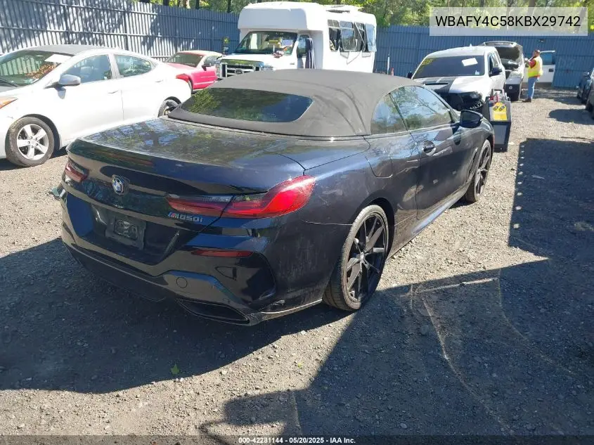 2019 BMW M850I xDrive VIN: WBAFY4C58KBX29742 Lot: 42281144