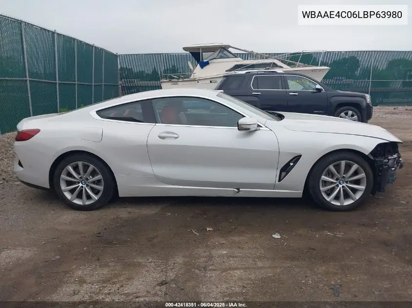 2020 BMW 840I xDrive VIN: WBAAE4C06LBP63980 Lot: 42418351