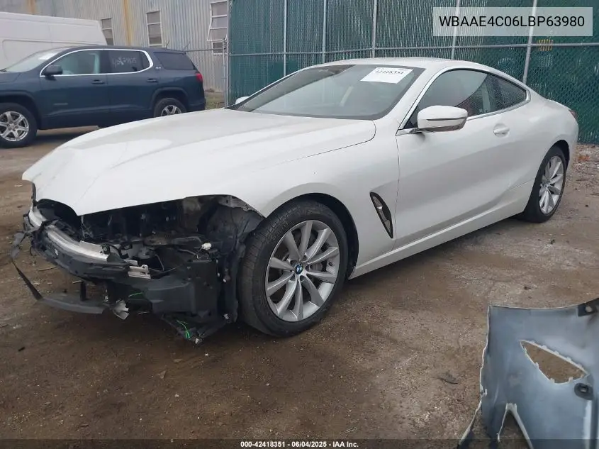 2020 BMW 840I xDrive VIN: WBAAE4C06LBP63980 Lot: 42418351