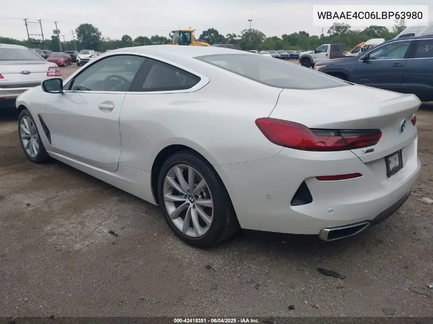 2020 BMW 840I xDrive VIN: WBAAE4C06LBP63980 Lot: 42418351