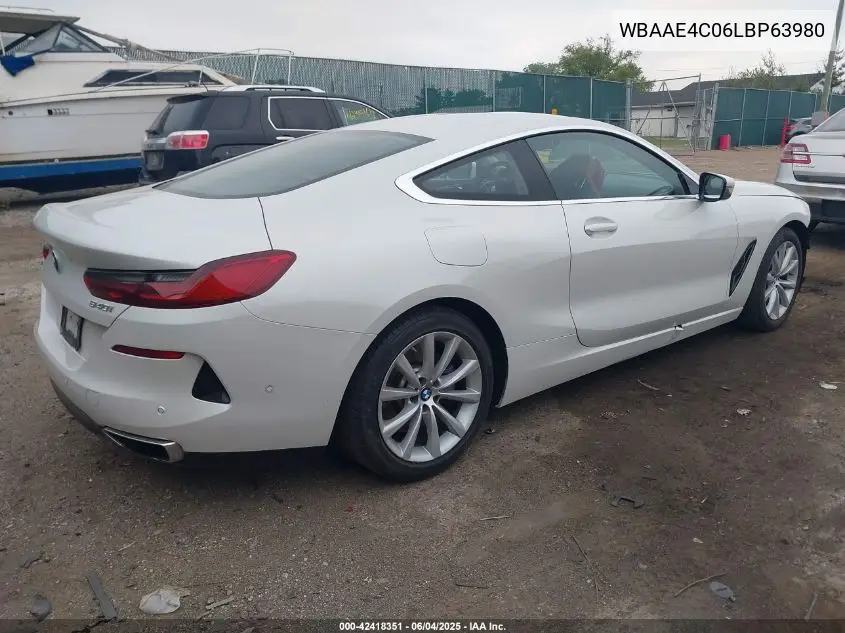 2020 BMW 840I xDrive VIN: WBAAE4C06LBP63980 Lot: 42418351
