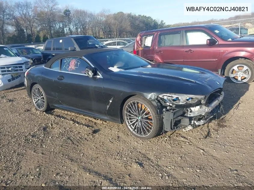 2022 BMW M850I xDrive VIN: WBAFY4C02NCJ40821 Lot: 42026132